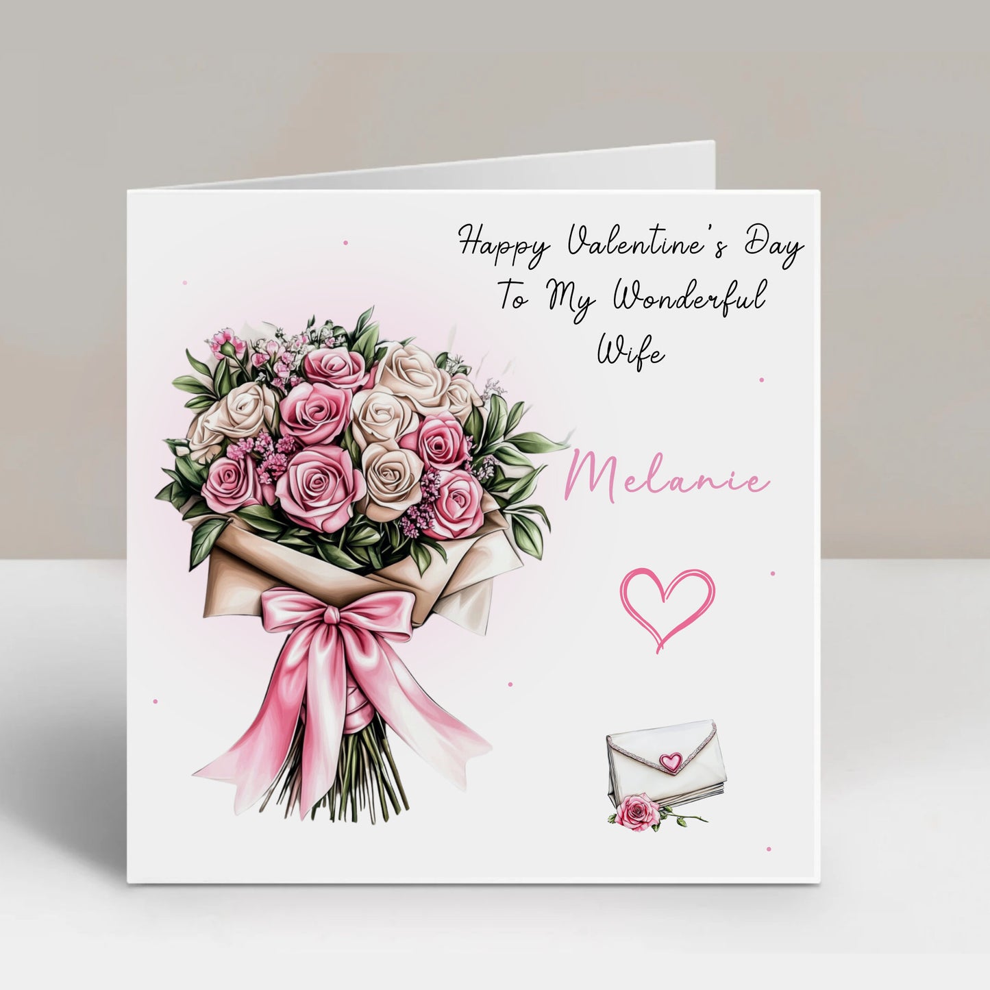 Valentines Day Card, Roses Flower Bouquet, For Her