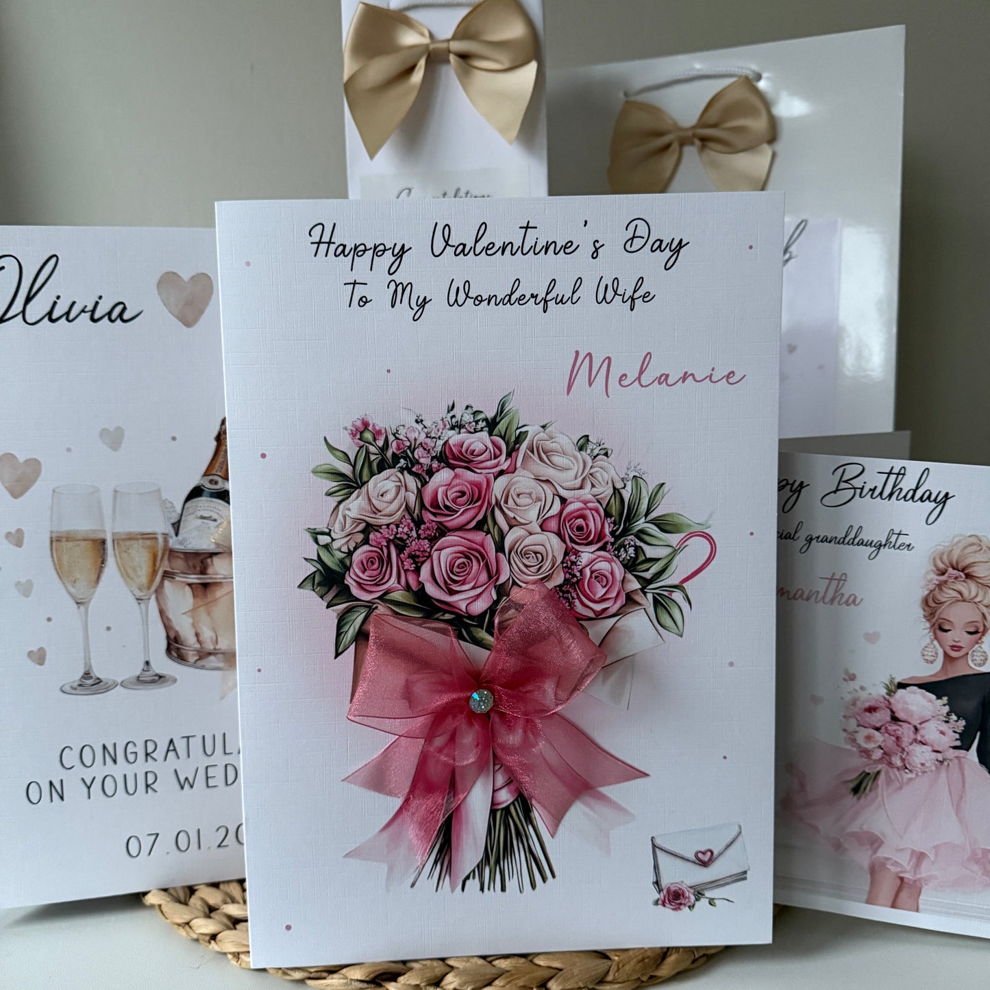 Large A4 Valentines Day Card, Roses Flower Bouquet