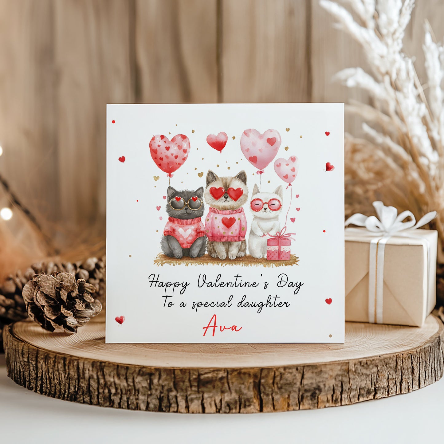 Valentines Day Card, Cute Playful Cats