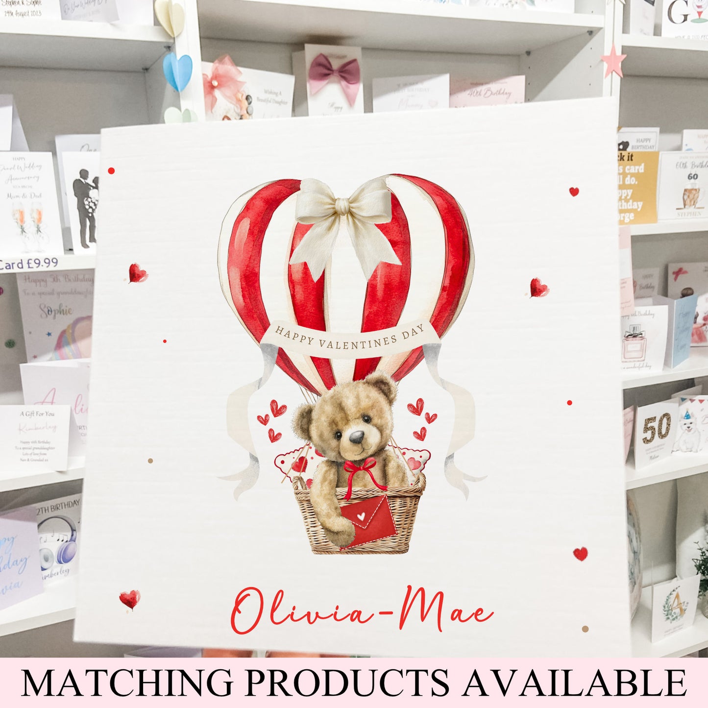 Valentines Day Card, Teddy Bear Hot Air Balloon