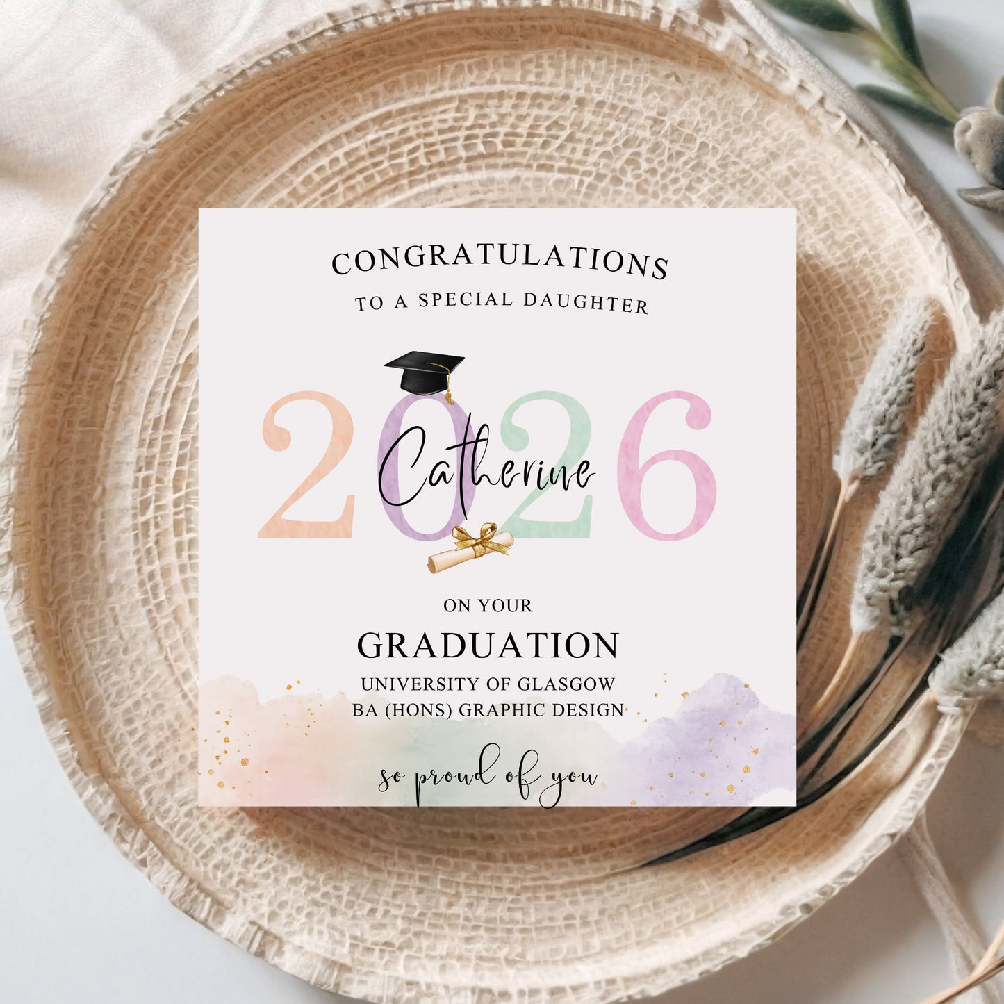 Personalised Female Graduation Card 2026 – University Graduation Congratulations Card