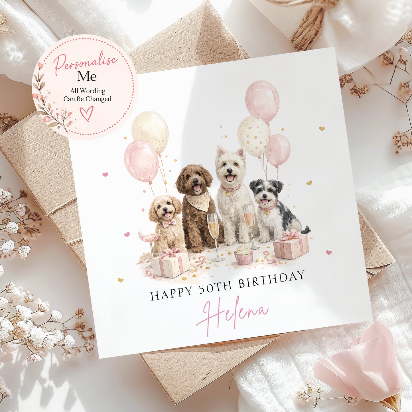 Personalised Cute Dog Theme Birthday Card