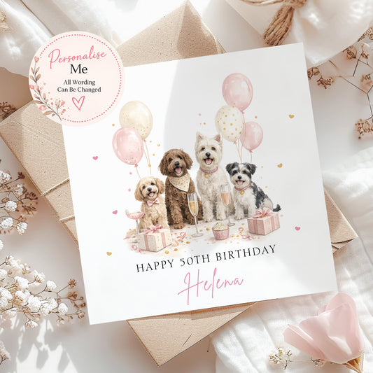 Personalised Cute Dog Theme Birthday Card