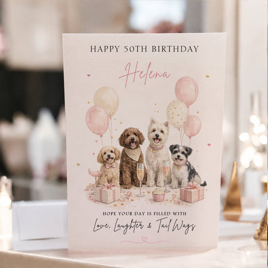 Large A4 Personalised Cute Dog Theme Birthday Card