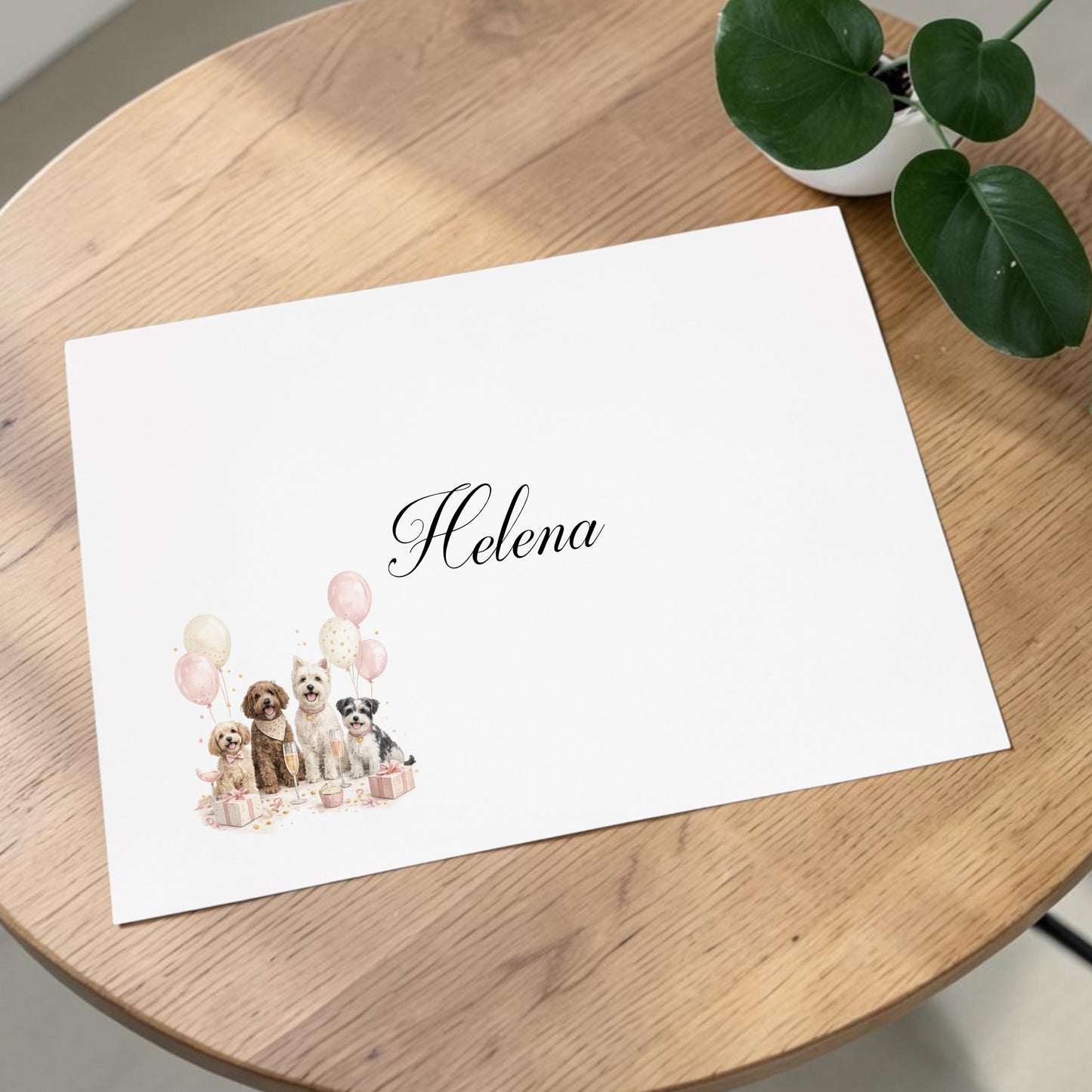 Large A4 Personalised Cute Dog Theme Birthday Card