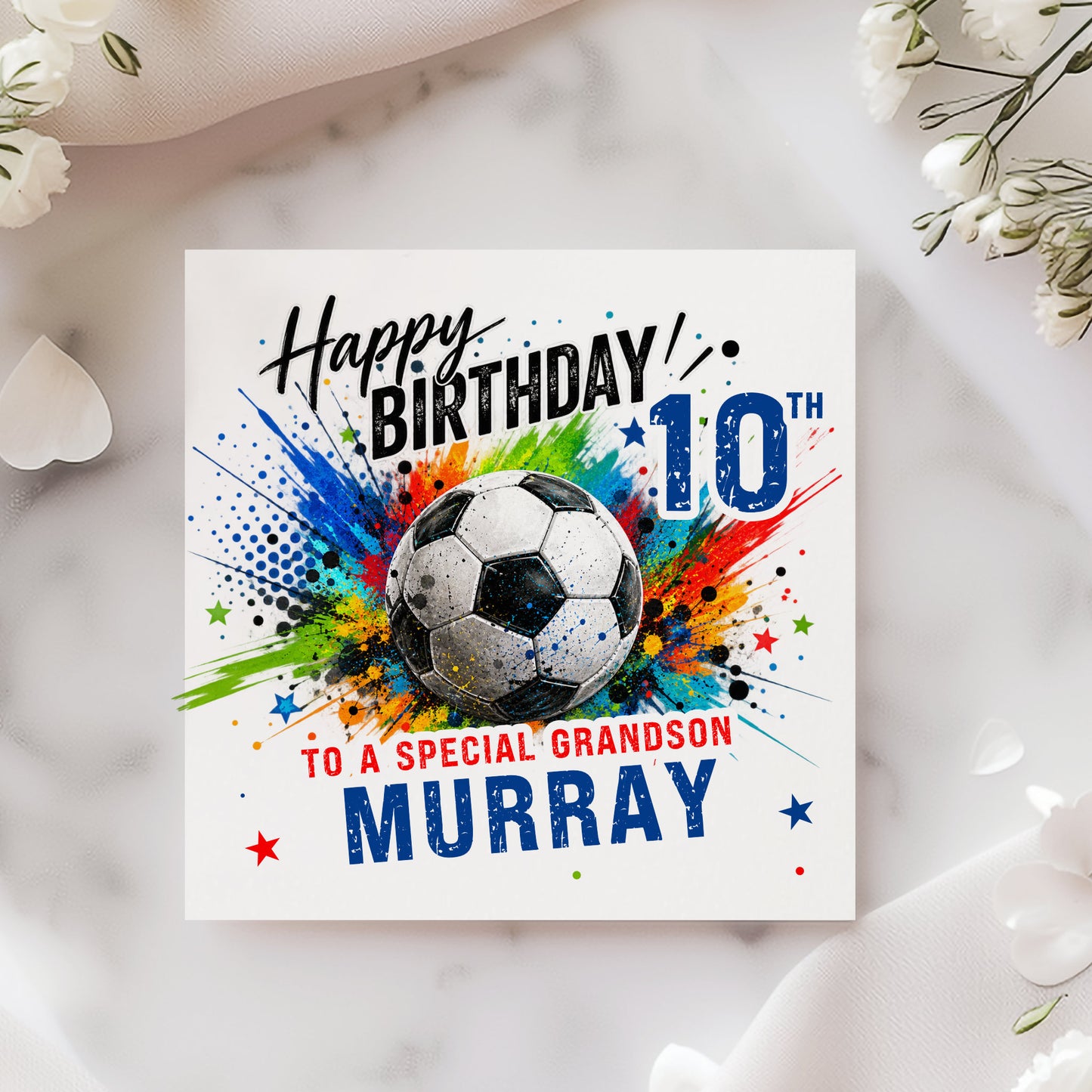 Personalised Football Coloursplash Birthday Card