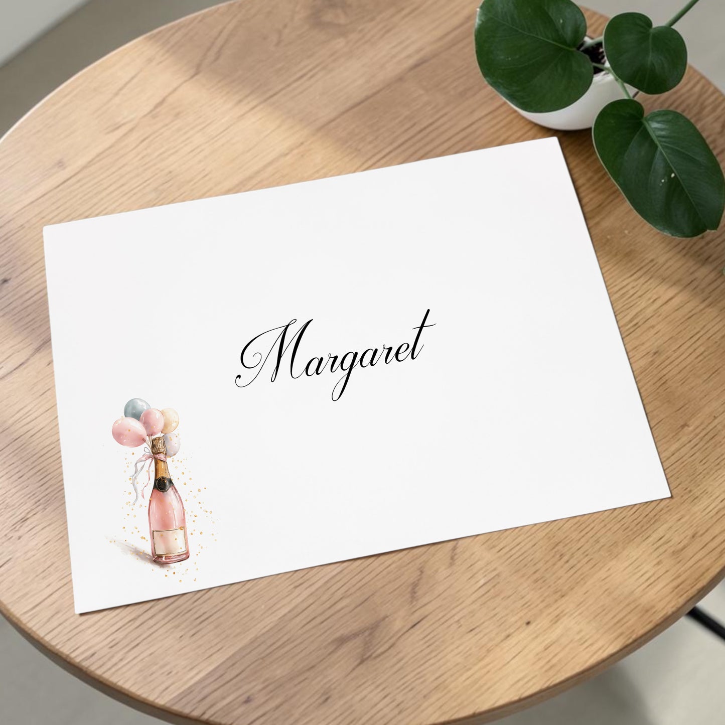 Large A4 Personalised Retirement Card Champagne Balloons