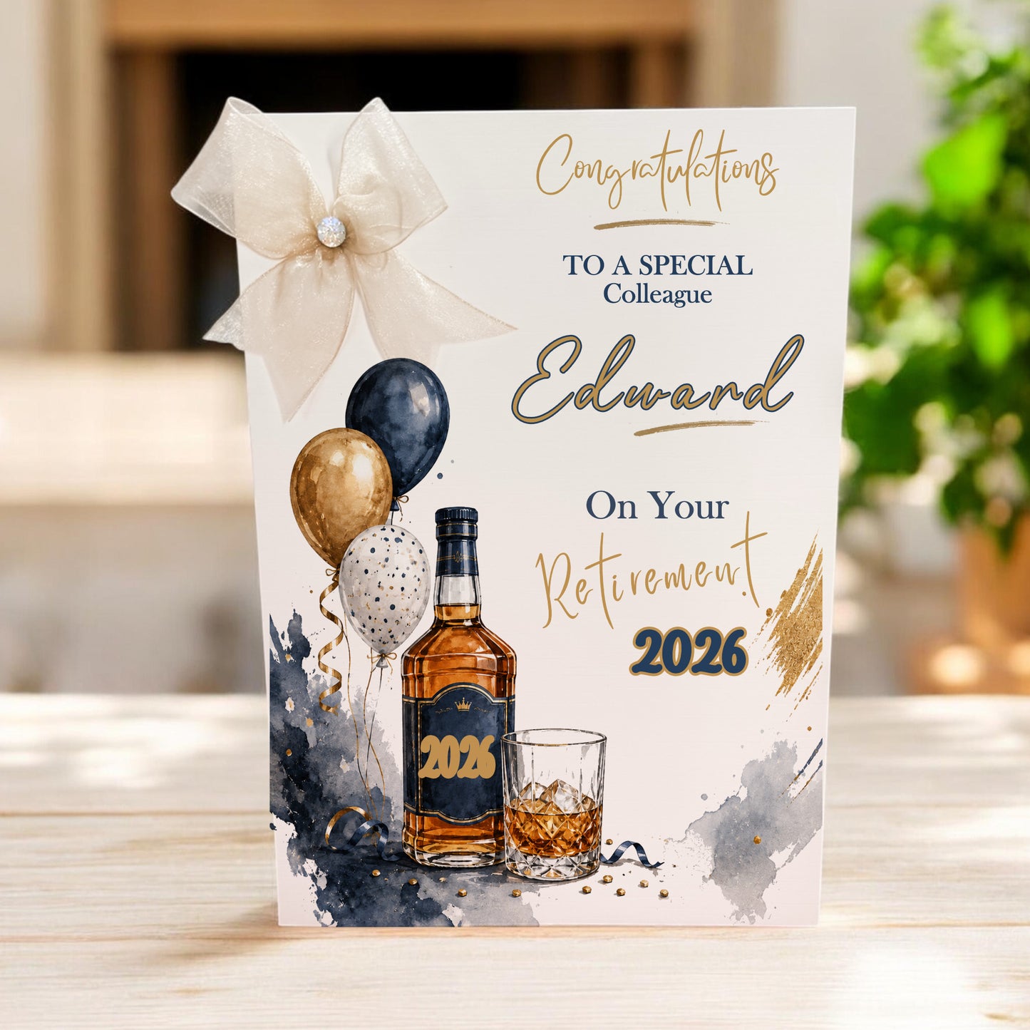 Large A4 Personalised Retirement Card Whisky Bottle