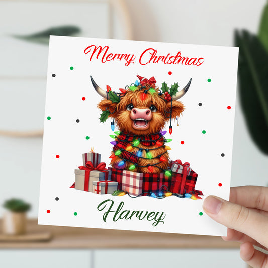 Christmas Card For Children Highland Cow