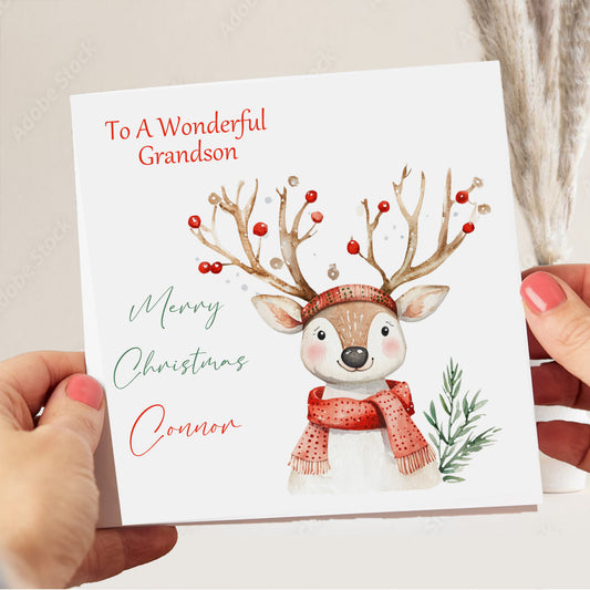Watercolour Reindeer Christmas Card