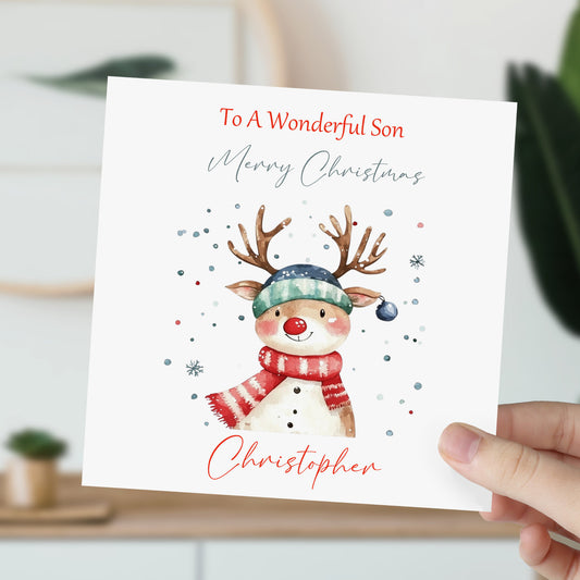 Watercolour Reindeer Christmas Card