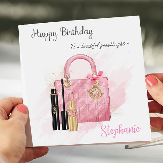 Personalised Female Girls Birthday Card Handbag