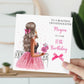 Personalised Girls Birthday Card Girl Pink Dress