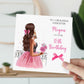 Personalised Girls Birthday Card Girl Pink Dress