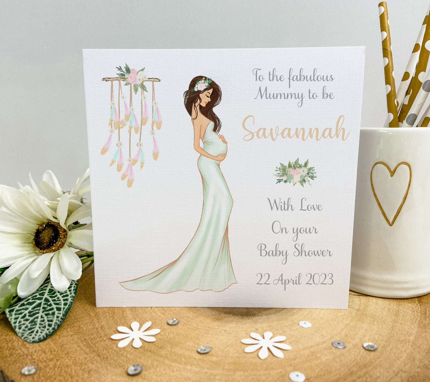 Personalised Baby Shower Card Elegant Mummy