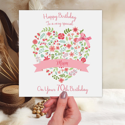 Personalised Birthday Card Floral Heart