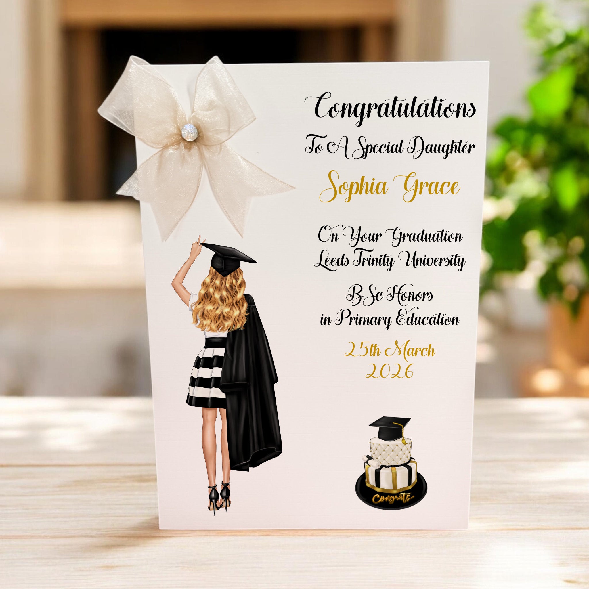 Personalised Graduation Card - Female A4 Congratulations Card – Blossom ...