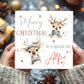 Christmas Card Cute Reindeers Grey Scarf