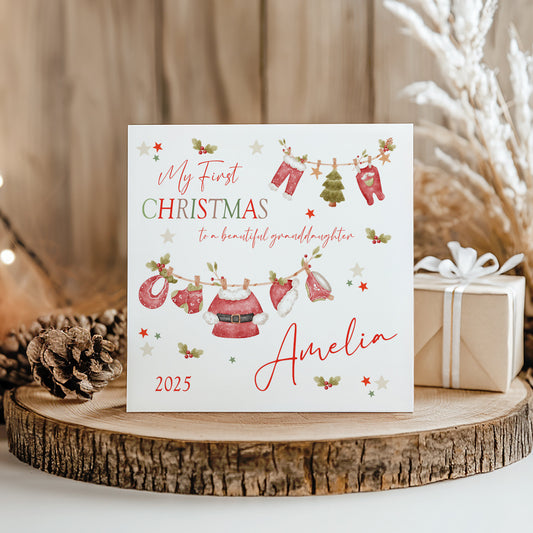Personalised My First Christmas Card Washing Line