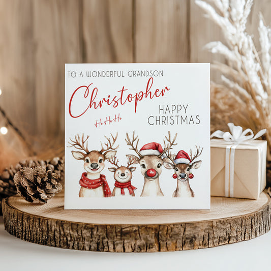 Personalised Christmas Card Reindeers