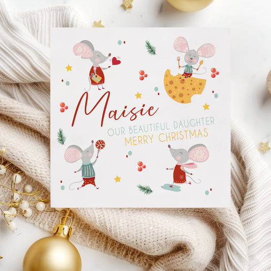 Personalised Christmas Card 'Mousing Around'