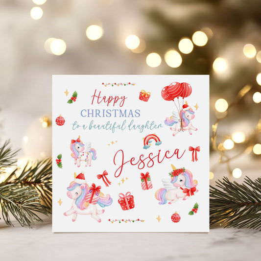 Personalised Christmas Card 'Unicorn'