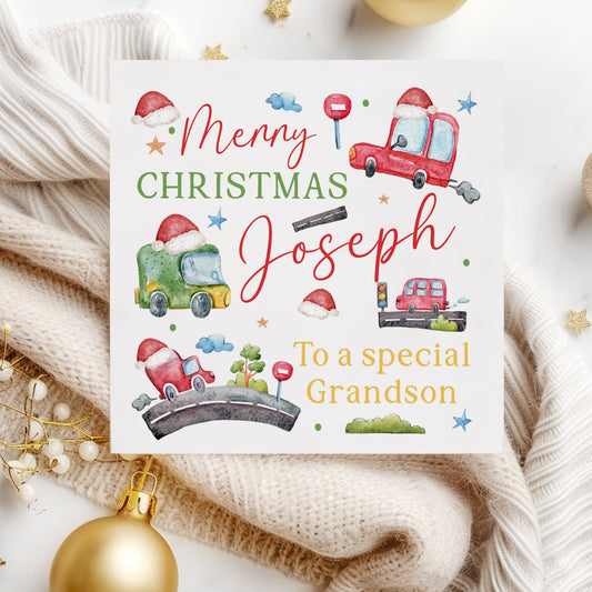 Personalised Christmas Card 'Transport'