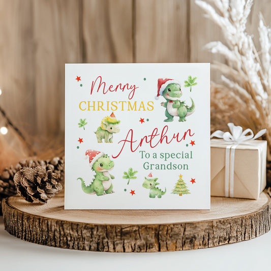 Personalised Christmas Card 'Dinosaurs'