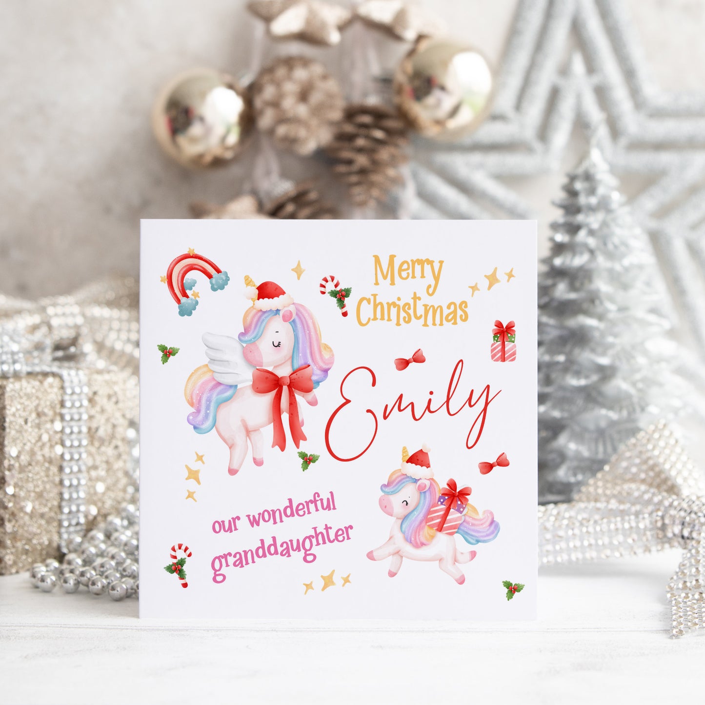 Personalised Christmas Card 'Unicorn'