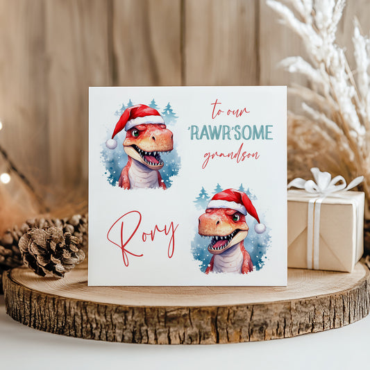 Personalised Christmas Card 'Dinosaurs'