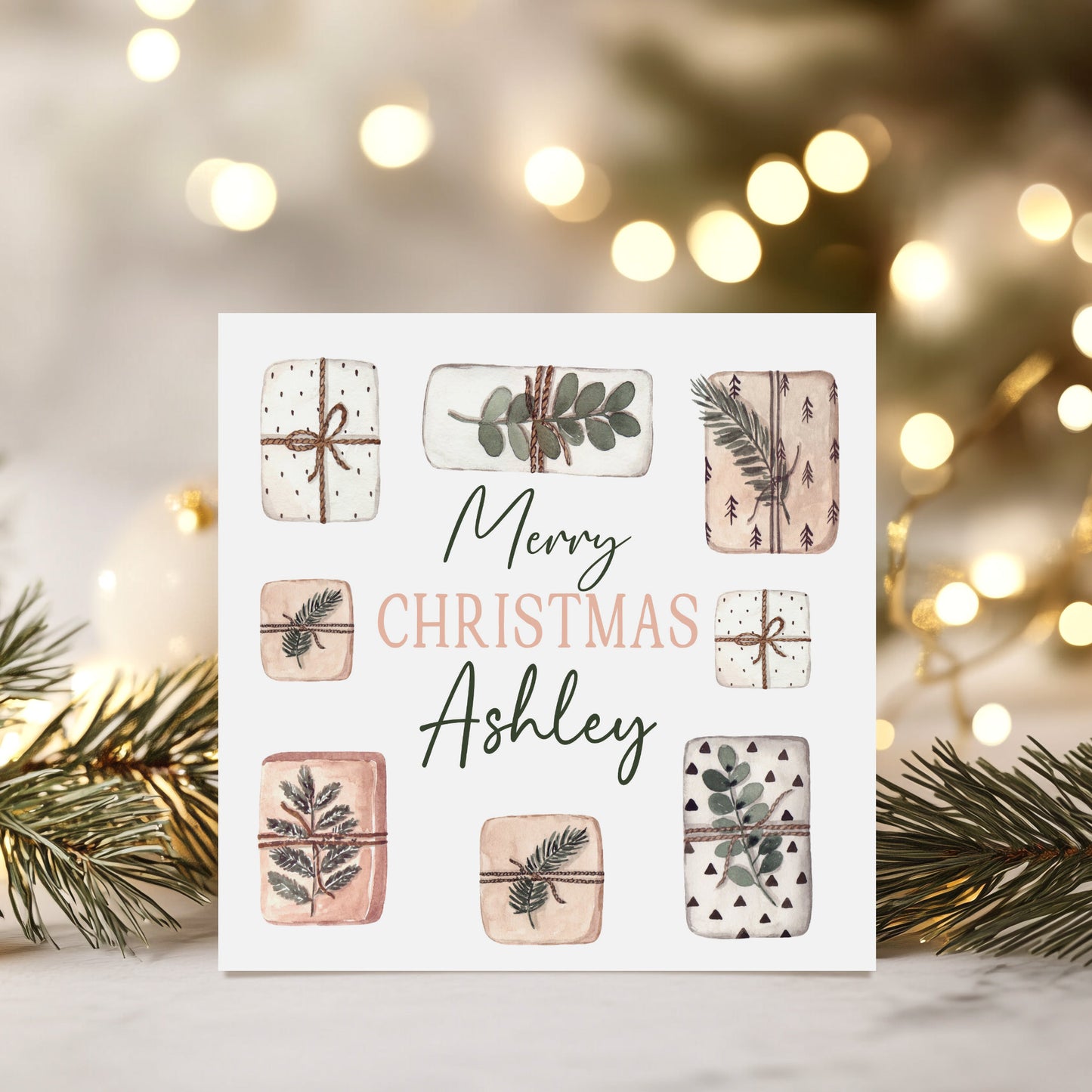 Personalised Christmas Card 'Gift Parcels'