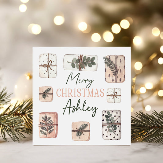 Personalised Christmas Card 'Gift Parcels'
