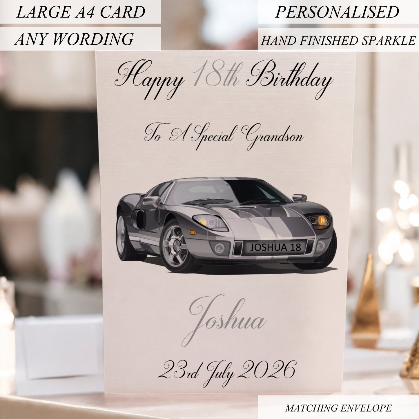 Personalised Birthday Card Sports Car Blue, 8 Car Colours