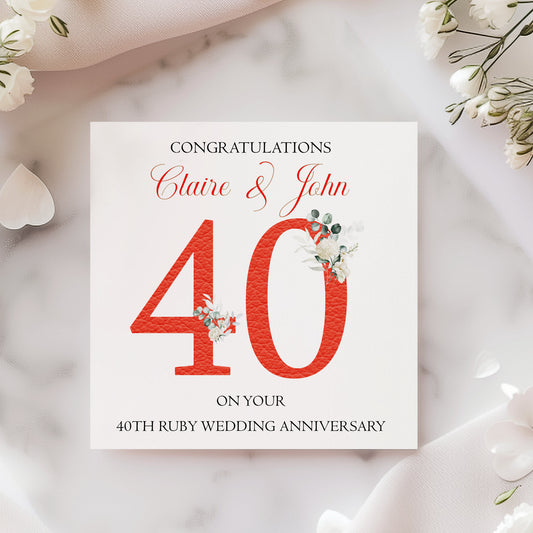 Ruby Wedding Anniversary Card