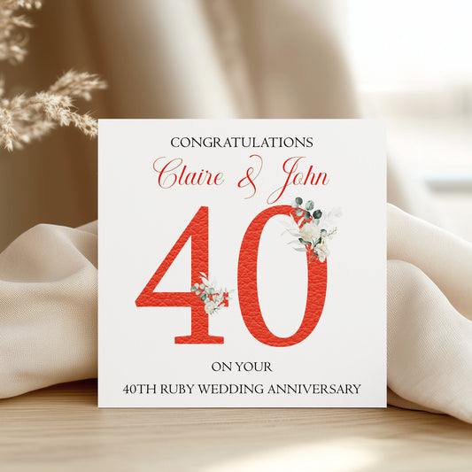 Ruby Wedding Anniversary Card