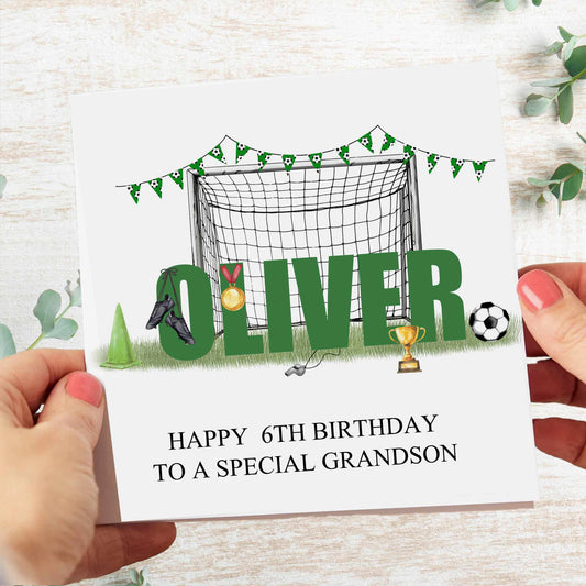 Football Birthday Card, Boys Girls Name