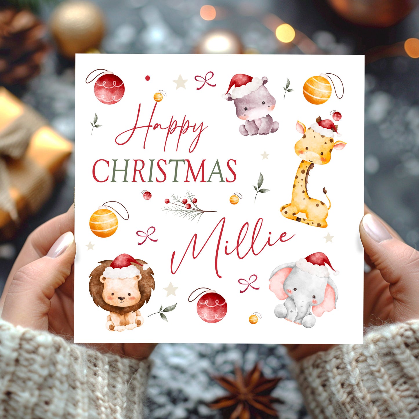 Personalised Christmas Card 'Jungle Animals'