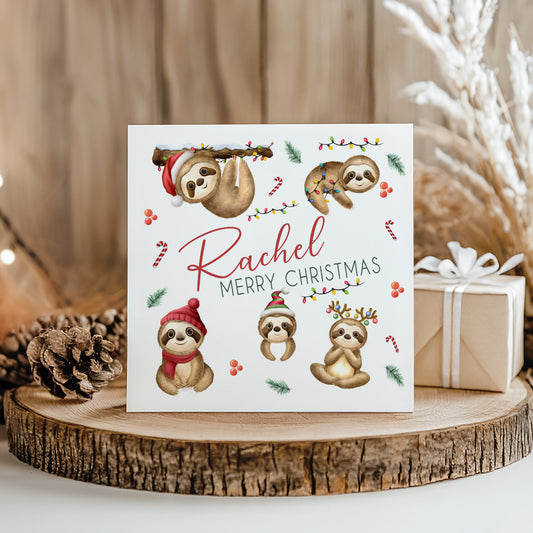 Personalised Christmas Card 'Sloth'