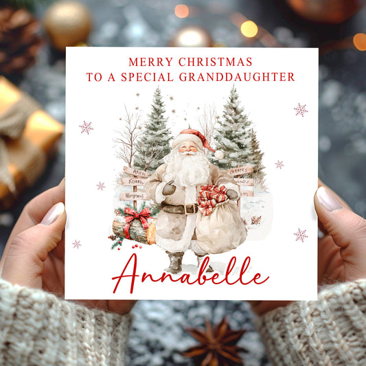 Personalised Christmas Card Santa & His Sack