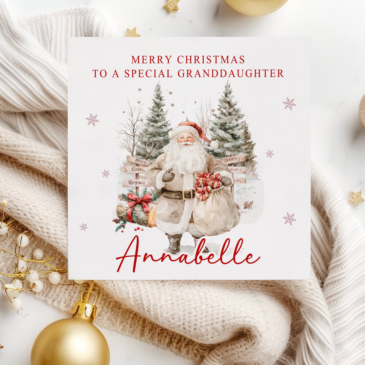 Personalised Christmas Card Santa & His Sack