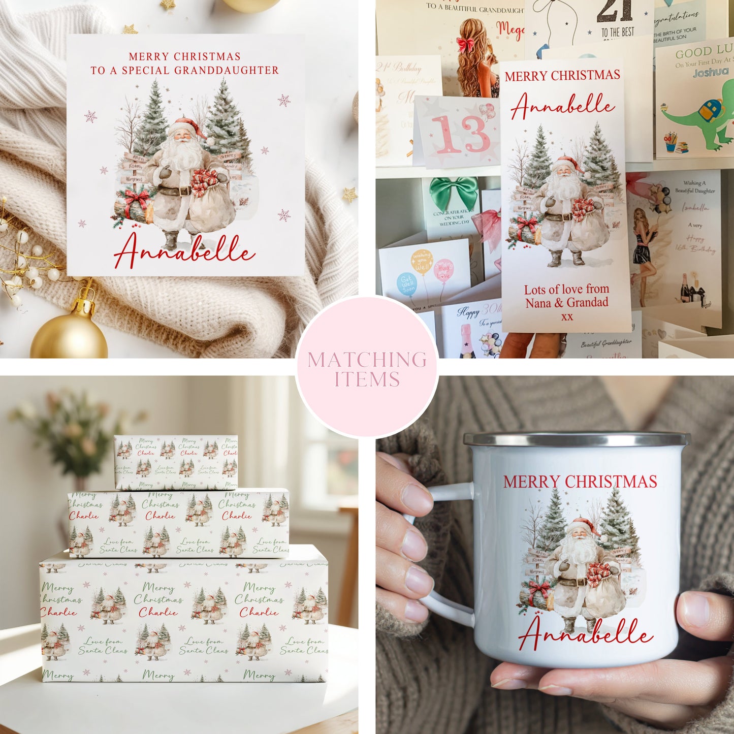 Personalised Christmas Card Santa & His Sack