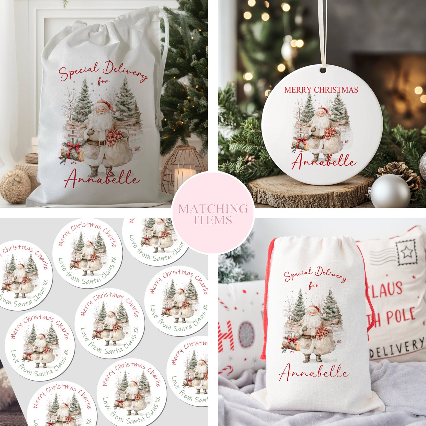 Personalised Christmas Card Santa & His Sack