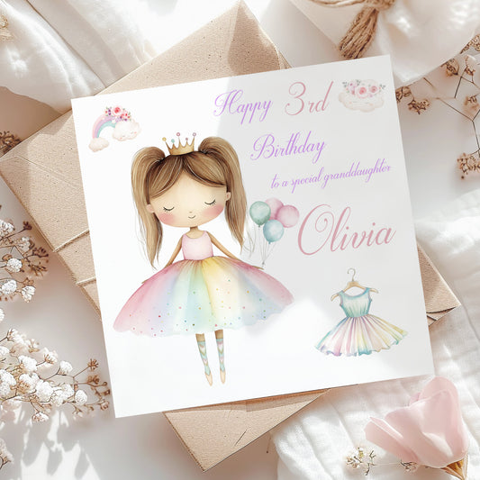 Children's Birthday Card Pastel Ballerina