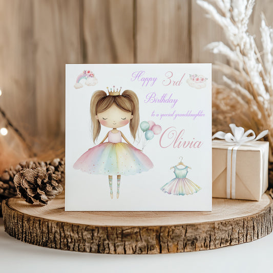 Children's Birthday Card Pastel Ballerina