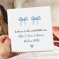 Twins New Baby Welcome to the World Little One Watercolour Bow Pink, Blue