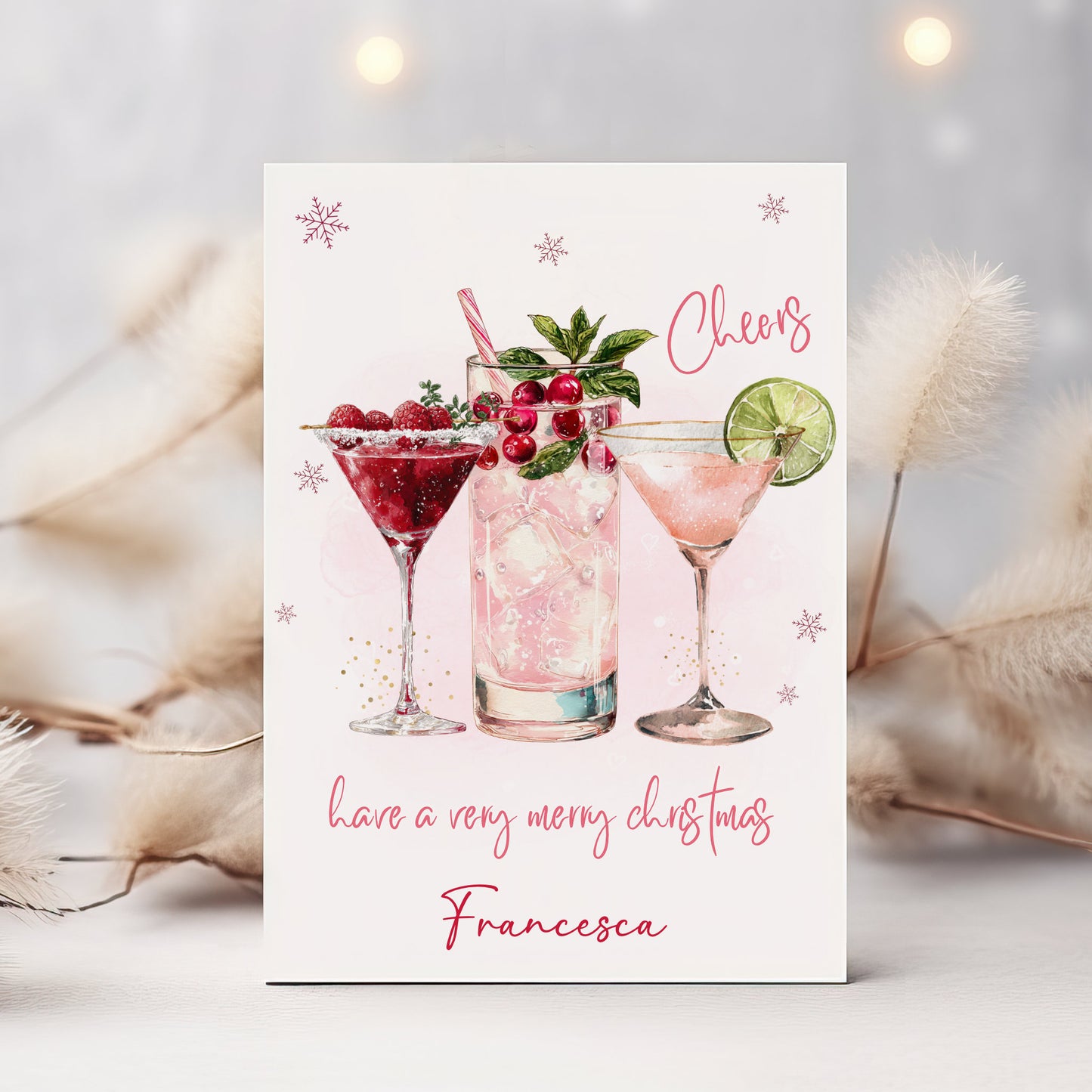 Large A4 Personalised Christmas Card Cocktails