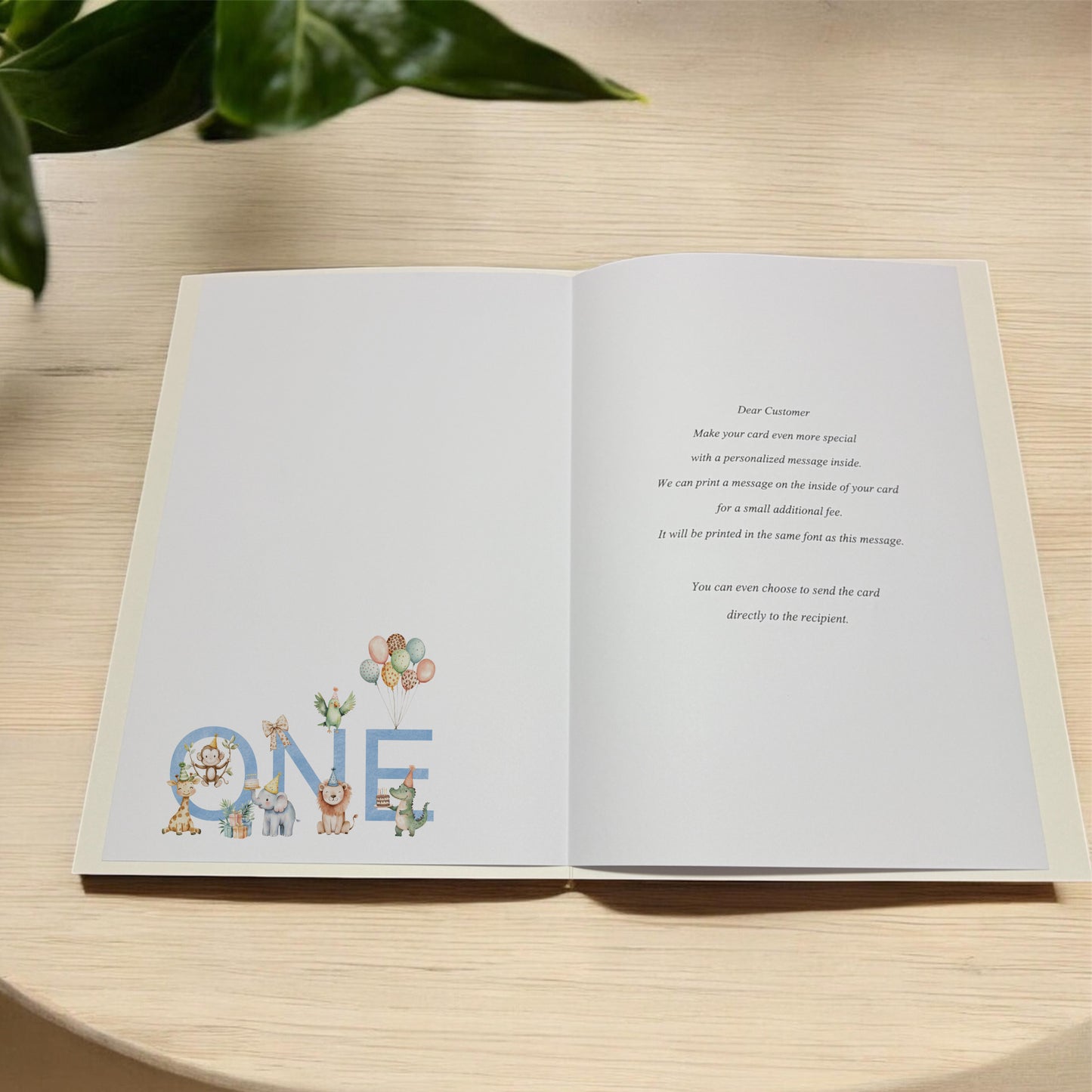 Large A4 Luxury Personalised First Birthday Card, Jungle Animals