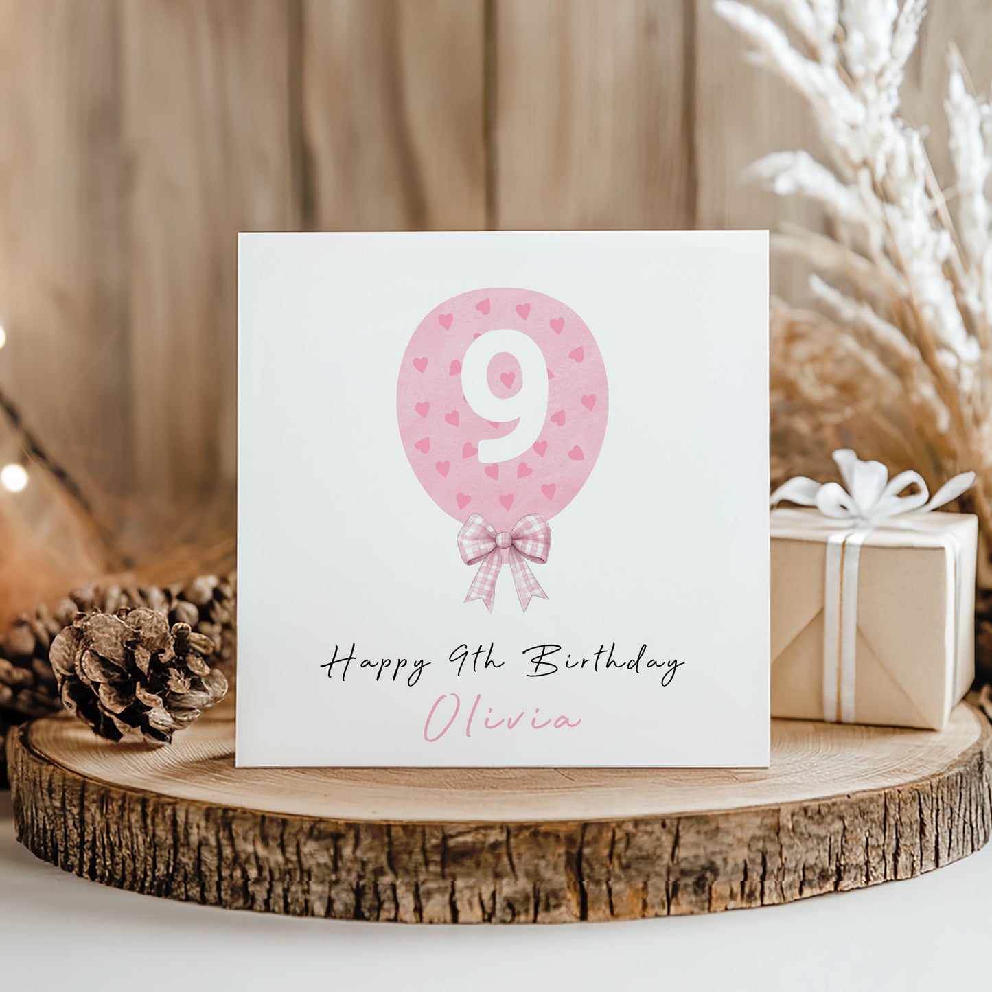 Pink Love Heart Balloon Birthday Card For Her