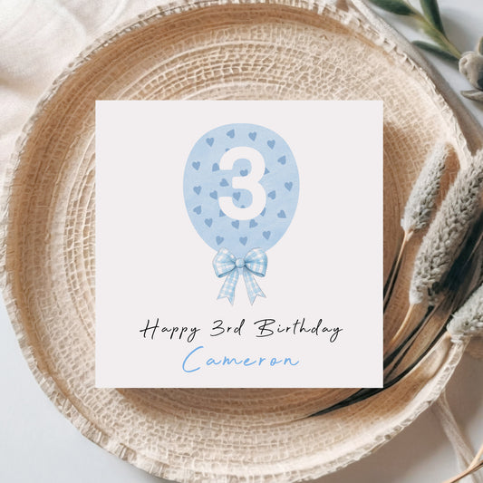 Blue Love Heart Balloon Birthday Card For Him