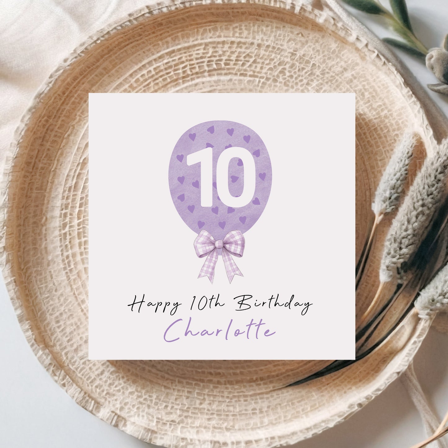 Lilac Love Heart Balloon Birthday Card For Her